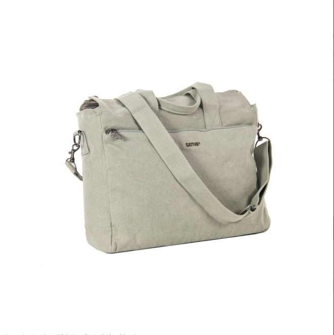 Hemp Laptop Bag With Handle And Shoulder Strap - Ice