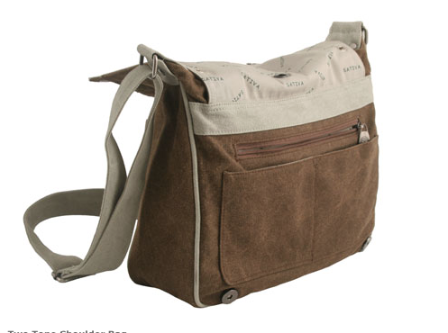 Hemp Two Tone Shoulder Bag - Brown / Khaki
