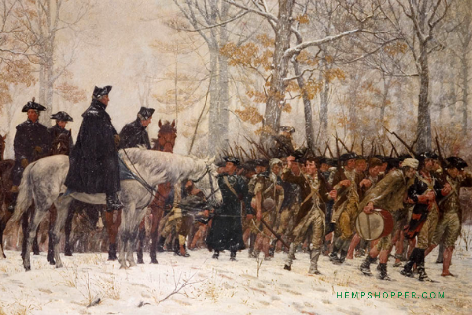1776: Washington's troops wear hemp fabric uniforms