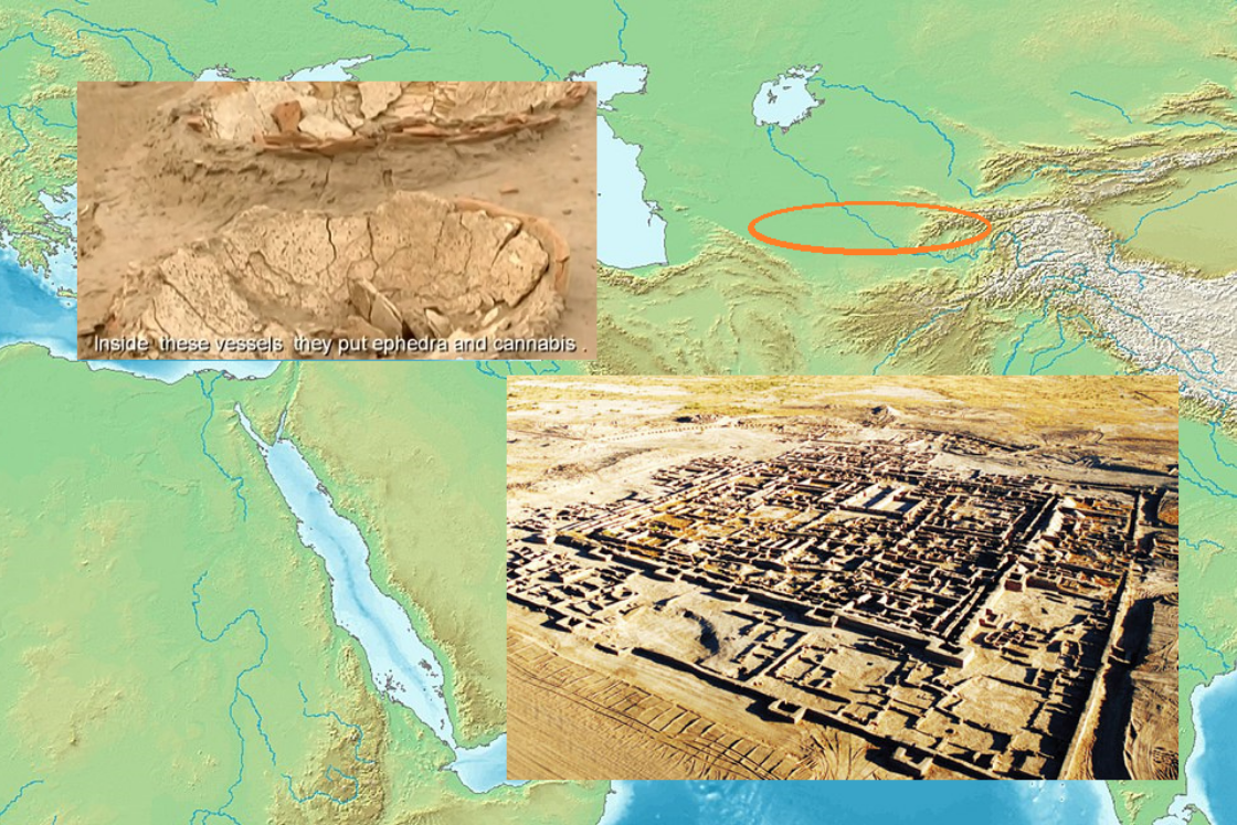 2300 - 1700 BCE: The Oxus Civilization uses ephedra and cannabis in their rituals