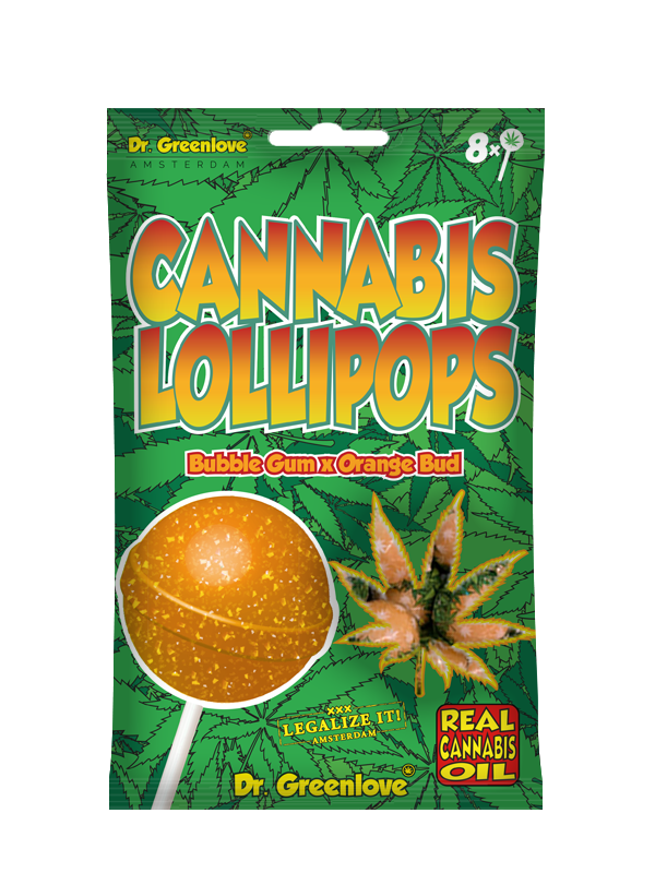 Cannabis Lollipops Bubblegum x Orange Bud – 8 pack