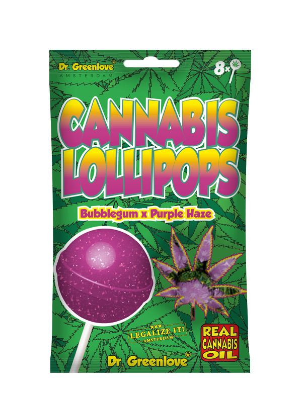 Cannabis Lollipops Bubble Gum x Purple Haze - 8 pack